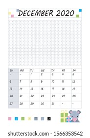 Pixel coloring calendar. December. Vector illustration