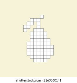 Pixel coloring page fruit, pear. Educational game for children. A page with a grid, a mosaic. Vector illustration