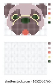 Pixel coloring pug, vector illustration