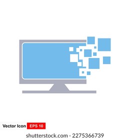 Pixel Computer Logo, Vector illustration isolated on a white background.