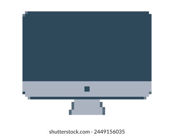 Monitor de ordenador de píxeles en el juego. Pantalla de 8 bits sobre fondo blanco. estilo de los años 90. Pantalla. Monobloque. Tecnología, dispositivo. Estilo retro. Imagen de color. Objeto aislado. Ilustración vectorial