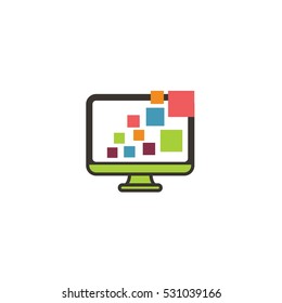 Pixel Computer Vector Logo Design Element
