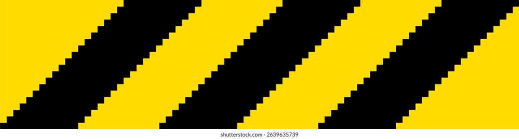 Pixel construction stripes icon vector for warning signs in retro-themed digital environments. Ideal for hazard zones, under construction indicators, or pixel art safety warnings.
