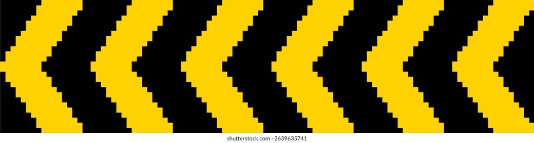 Pixel construction stripes icon vector for warning signs in retro-themed digital environments. Ideal for hazard zones, under construction indicators, or pixel art safety warnings.