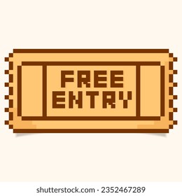 pixel coupon.ticket-Vorlage, Quick Coupon, heller 8-bit Coupon. Vektorgrafik