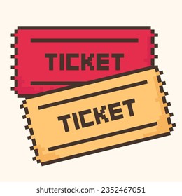 pixel coupon.ticket template,entry coupons,bright 8-bit coupon. Vector illustration