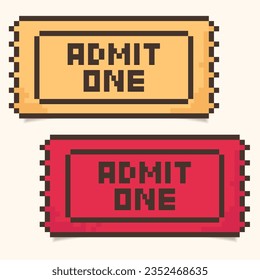 pixel coupon.ticket template,entry coupons,bright 8-bit coupon. Vector illustration