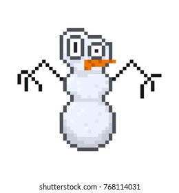 Pixel crazy snowman for games and web sites