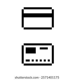 pixel credit card icon. Vector pixel art bank card 8 bit for game company logo template 
