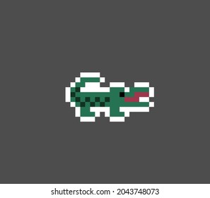 Pixel crocodile image. 8 bit game asset Vector illustration