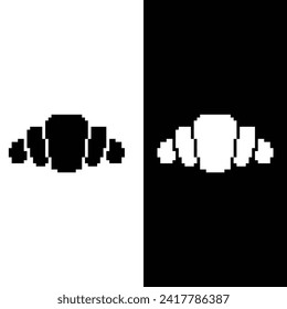 pixel croissant icon vector sign for 8 bit game company logo template 