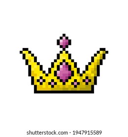 Pixel crown icon. Colored silhouette. Front view. Vector simple flat graphic illustration. The isolated object on a white background. Isolate.