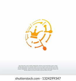 pixel crown logo, Crown Technology logo symbol concept