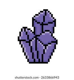  Pixel Crystal Icon Vector Pixel Art Quartz para juego de 8 bits