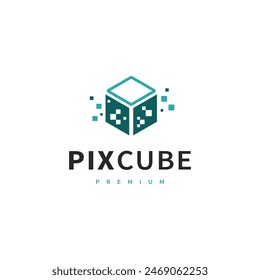 pixel cube digital logo design 3 