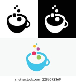 Pixel Cup Coffee Drink Logo