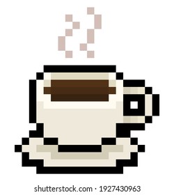 Pixel cup of coffee (vector, isolated)