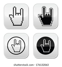 Pixel cursor buttons hand - rock sign 