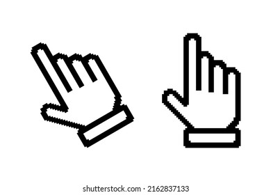 Pixel cursor hand icon symbol