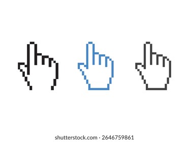 Pixel cursor icon - hand pointer. 3d render illustration