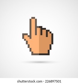 Pixel cursor icon - Cursor hand.Vector Illustration.