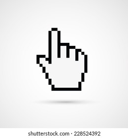 Pixel cursor icon - Cursor hand.Vector Illustration.