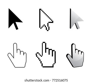 Pixel cursor icon. Mouse cursors big set.