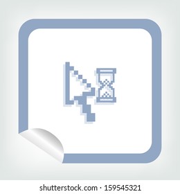 pixel cursor icon on sticker button in modern style. eps10 vector illustration