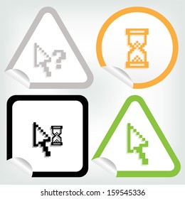 pixel cursor icon on sticker button in modern style. eps10 vector illustration