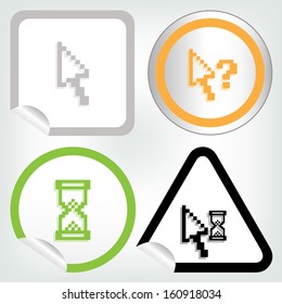 pixel cursor icon on sticker button in modern style. eps10 vector illustration