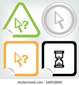 pixel cursor icon on sticker button in modern style. eps10 vector illustration