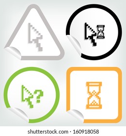 pixel cursor icon on sticker button in modern style. eps10 vector illustration