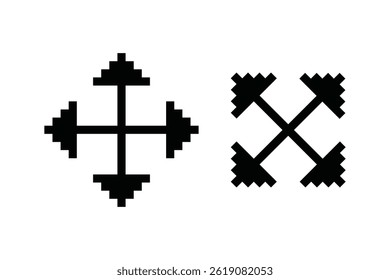 Pixel cursor icons featuring multi-directional arrows for navigation and movement in retro 8-bit design.