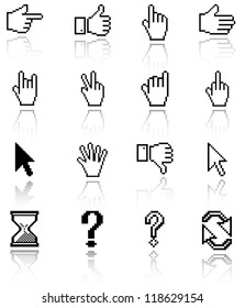 Pixel cursor icons. cursor hands. Vector EPS 10