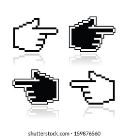 Pixel cursor poiting hands vector icons