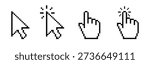 Pixel cursor set. Mouse click, arrow cursor pointer collection.