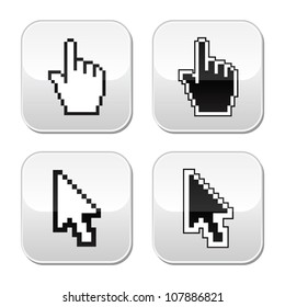 Pixel cursors buttons- hand and arrow icons