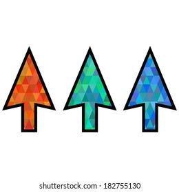 Pixel cursors color. Mouse arrow cursors. Vector illustration