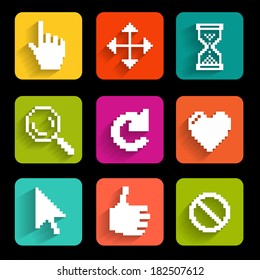 Pixel cursors icons. Design for your business.