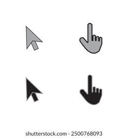 Pixel cursors icons - mouse cursor hand pointer hourglass. Vector illustration.