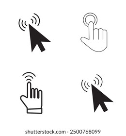 Pixel cursors icons - mouse cursor hand pointer hourglass. Vector illustration.