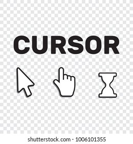 Pixel cursors icons mouse hand arrow. Mouse computer cursor. Hand arrow web cursor set