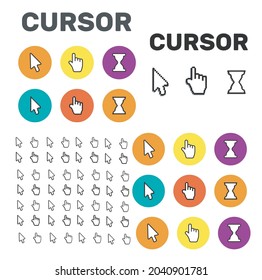 Pixel cursors icons mouse hand arrow. Mouse computer cursor.