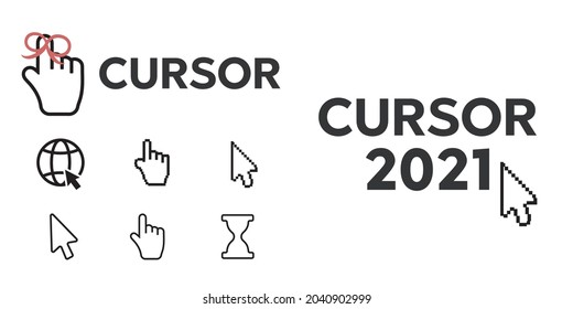 Pixel cursors icons mouse hand arrow. Mouse computer cursor.