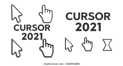 Pixel cursors icons mouse hand arrow. Mouse computer cursor.
