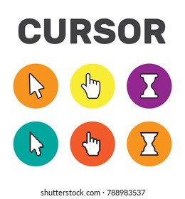 Pixel cursors icons mouse hand arrow. Mouse computer cursor. Hand arrow web cursor set