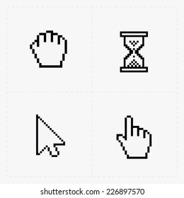 Pixel cursors icons on white.Vector Illustration.