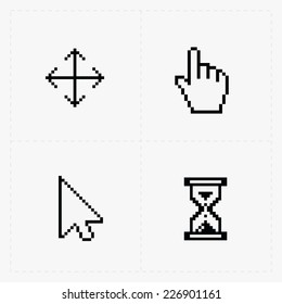 Pixel cursors icons on white.Vector Illustration.