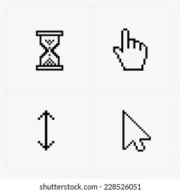 Pixel cursors icons on white.Vector Illustration.