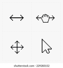 Pixel cursors icons on white.Vector Illustration.